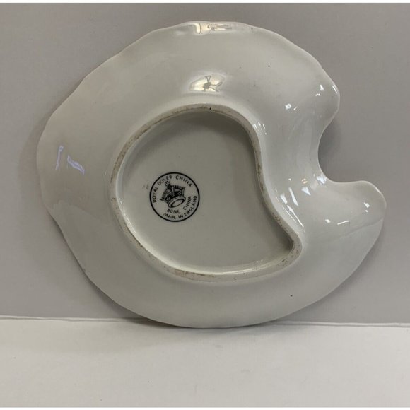 Royal Dover China Bone China England Vintage Trinket Dish Two Roses Gold Trim - Picture 2 of 10